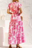 Fashion Casual Print Split Joint V Neck A Line Dresses