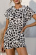 Fashion Casual Print Split Joint Hooded Collar Short Sleeve Two Pieces