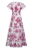 Fashion Casual Print Split Joint V Neck A Line Dresses