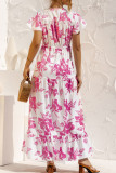Fashion Casual Print Split Joint V Neck A Line Dresses