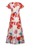 Fashion Casual Print Split Joint V Neck A Line Dresses
