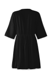 Casual Solid Pocket Buckle V Neck A Line Dresses
