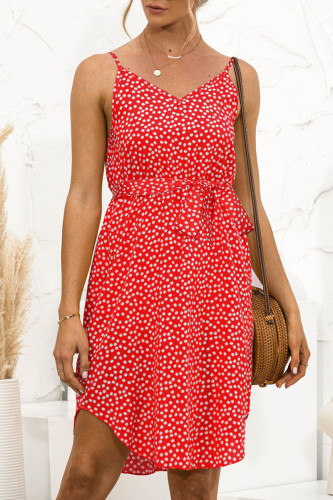 Fashion Sweet Print Split Joint V Neck Irregular Dresses