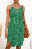 Fashion Sweet Print Split Joint V Neck Irregular Dresses