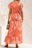 Fashion Casual Print Split Joint V Neck A Line Dresses