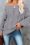 Casual Street Solid Split Joint Off the Shoulder Tops