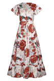 Fashion Casual Print Split Joint V Neck A Line Dresses