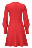 Fashion Celebrities Solid Patchwork O Neck A Line Dresses