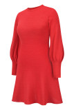Fashion Celebrities Solid Patchwork O Neck A Line Dresses