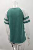 Casual Patchwork  Contrast O Neck Tops