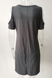 Casual Solid Split Joint Fold V Neck A Line Dresses
