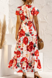 Fashion Casual Print Split Joint V Neck A Line Dresses
