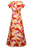 Fashion Casual Print Split Joint V Neck A Line Dresses