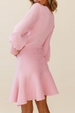 Fashion Celebrities Solid Patchwork O Neck A Line Dresses