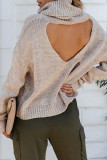 Fashion Street Solid Split Joint Turtleneck Tops