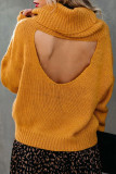 Fashion Street Solid Split Joint Turtleneck Tops