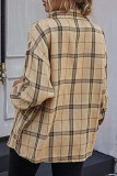 Fashion Casual Plaid Patchwork Turndown Collar Tops