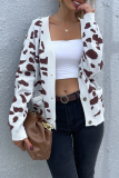 Casual Leopard Pocket Buckle V Neck Tops