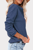 Casual Solid Split Joint Buckle O Neck Tops
