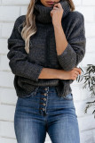 Fashion Street Solid Split Joint Turtleneck Tops