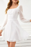 Fashion Street Solid Split Joint Square Collar A Line Dresses