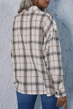 Fashion Casual Plaid Patchwork Turndown Collar Tops