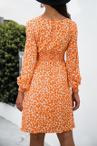 Elegant Floral Split Joint Fold V Neck A Line Dresses