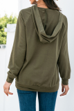 Casual Solid Split Joint Buckle Hooded Collar Tops