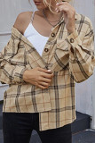Fashion Casual Plaid Patchwork Turndown Collar Tops
