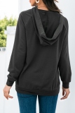 Casual Solid Split Joint Buckle Hooded Collar Tops
