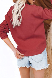 Casual Solid Split Joint Buckle O Neck Tops