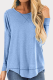 Casual Solid Split Joint Asymmetrical O Neck Tops
