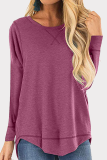 Casual Solid Split Joint Asymmetrical O Neck Tops