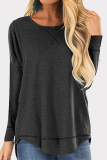 Casual Solid Split Joint Asymmetrical O Neck Tops