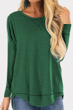 Casual Solid Split Joint Asymmetrical O Neck Tops