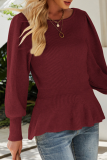 Casual Elegant Solid Split Joint O Neck Tops  Sweater