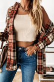 Casual Vintage Plaid Split Joint Buckle Turndown Collar Outerwear