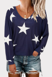 Casual The stars Split Joint V Neck Tops