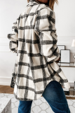 Casual Vintage Plaid Split Joint Buckle Turndown Collar Outerwear