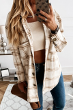 Casual Vintage Plaid Split Joint Buckle Turndown Collar Outerwear