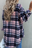 Casual Vintage Plaid Split Joint Buckle Turndown Collar Outerwear