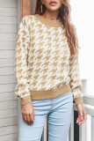 Fashion Casual Print Split Joint O Neck Tops
