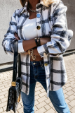 Casual Vintage Plaid Split Joint Buckle Turndown Collar Outerwear
