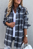 Casual Vintage Plaid Split Joint Buckle Turndown Collar Outerwear