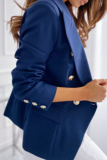 Elegant Solid Split Joint Buttons Turn-back Collar Outerwear