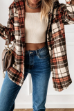 Casual Vintage Plaid Split Joint Buckle Turndown Collar Outerwear