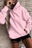 Casual Street Solid Split Joint Pocket Hooded Collar Tops