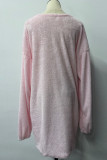 Fashion Casual Solid Split Joint O Neck Straight Dresses