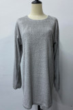 Fashion Casual Solid Split Joint O Neck Straight Dresses