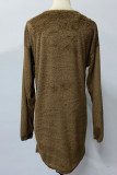 Fashion Casual Solid Split Joint O Neck Straight Dresses
